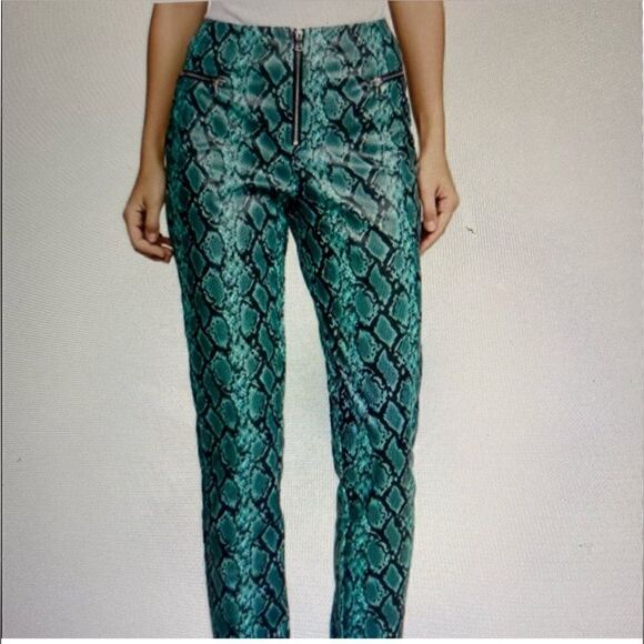 Tiger Mist Pearl High Waisted Faux Leather Snakeskin Print Pant NEW - Picture 13 of 14